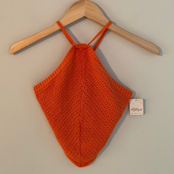 Free People Tops - Free People Beach NWT Crochet Knit Halter Top Orange